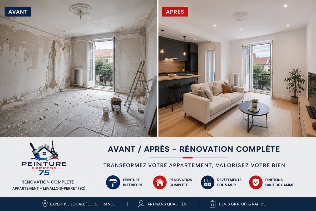Appartement à Levallois-Perret avant et après une rénovation complète