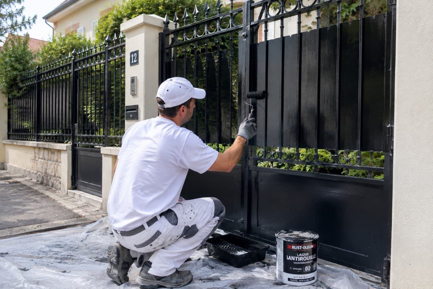 Peinture de clôture métallique
